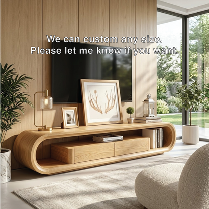 Modern Curved Entertainment Console, Sculptural TV Stand for Luxury Living Rooms