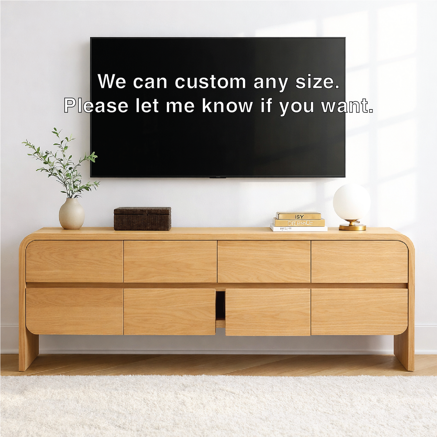 Modern Wood TV Stand With Storage Drawers Long Media Console Minimalist Entertainment Center Kitchnce