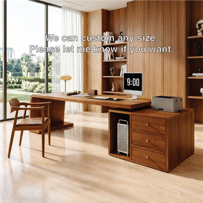 Modern Executive Desk with Drawers, Floating Workstation Storage Writing Table