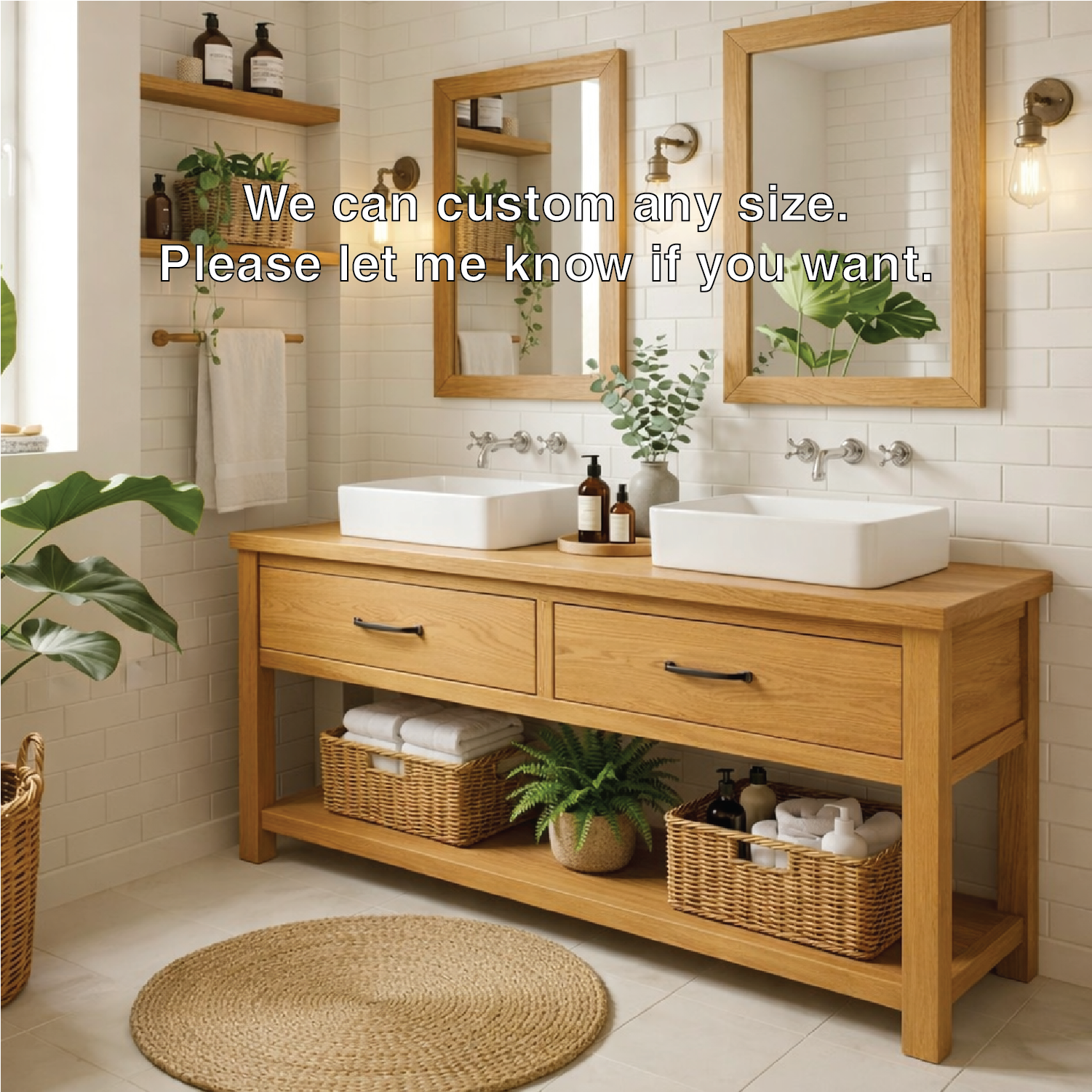 Modern Farmhouse Bathroom Vanity Cabinet Double Sink Base Wood Bathroom Console Storage Kitchnce