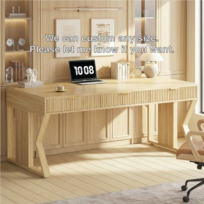 Modern Executive Writing Desk, Large Office Table, Home Study Work Desk with Clean Lines