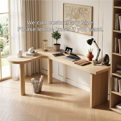 Modern Curved Work Desk with Spacious Workspace for Home Office