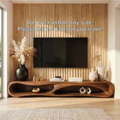 Organic Curved Entertainment Console, Sculptural TV Stand for Luxury Living Rooms
