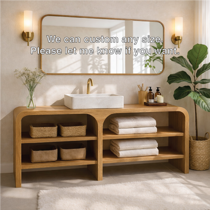 Modern Wooden Bathroom Vanity with Open Shelving Kitchnce