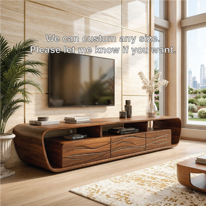 Modern Wave Front TV Console, Sculptural Entertainment Stand for Luxury Interiors