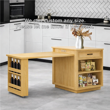 Rolling Kitchen Island with Extendable Table, Storage Cabinet, Modern Prep Station for Dining Space
