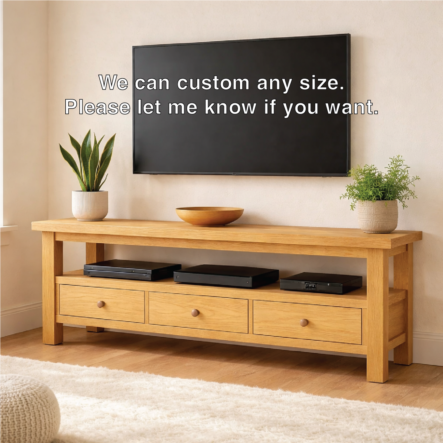 Mid Century Solid Wood TV Stand Modern Media Console Long Entertainment Center Cabinet Kitchnce