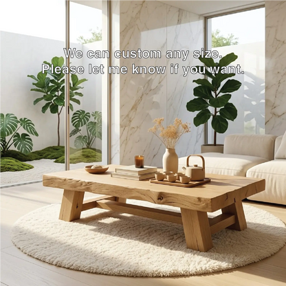 Handcrafted Solid Wood Coffee Table, Rustic Style with Geometric Legs Kitchnce