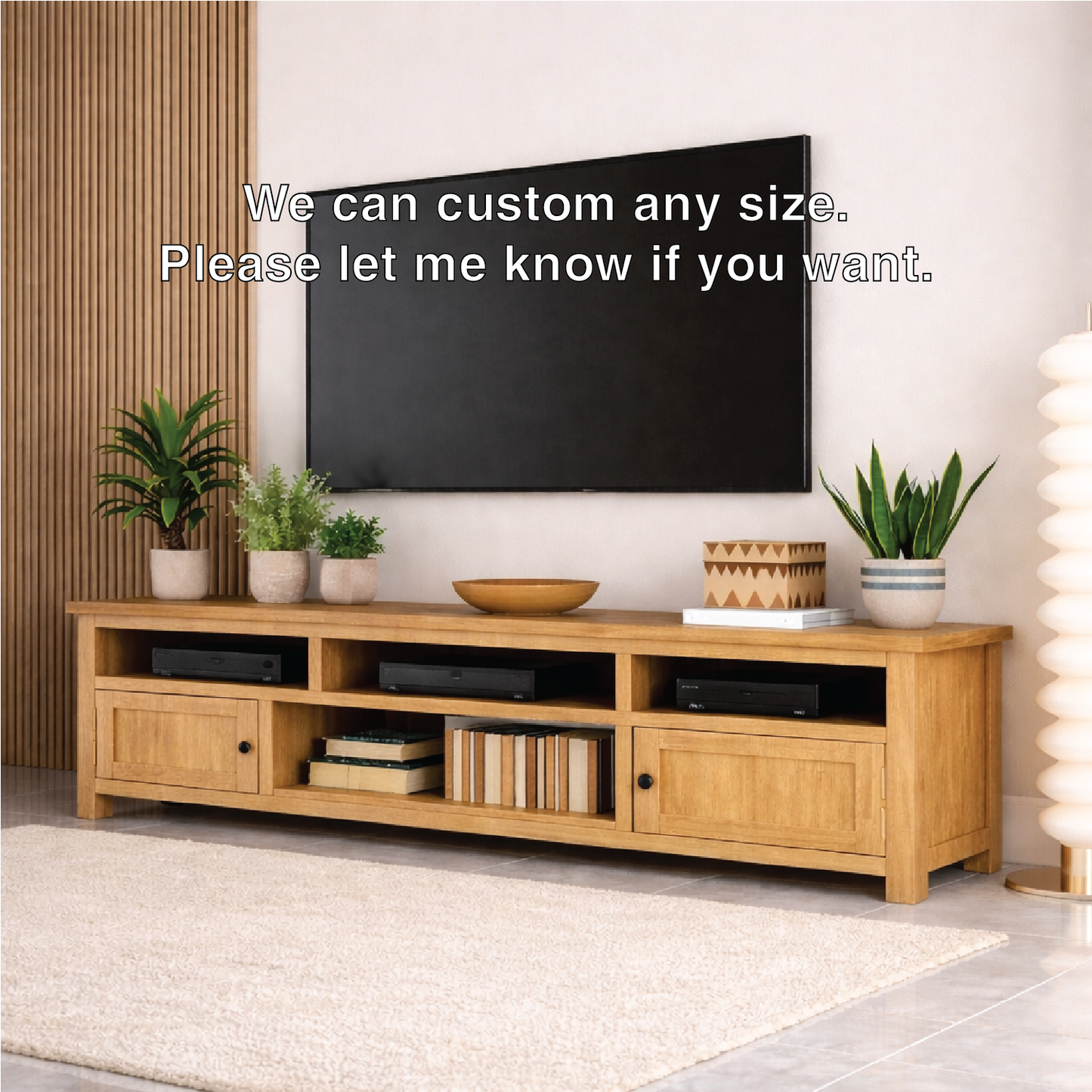 Mid Century Solid Wood TV Stand Long Media Console Entertainment Center Cabinet Kitchnce