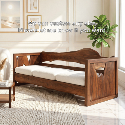 Organic Modern Wooden Sofa, Minimalist Daybed Couch for Elegant Modern Interiors