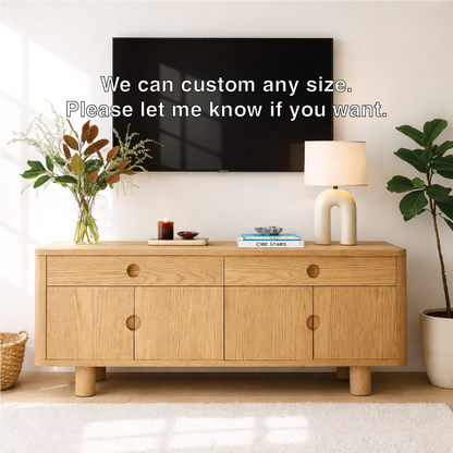 Minimalist Wood TV Stand With Cabinet Doors Long Media Console Modern Entertainment Center Kitchnce