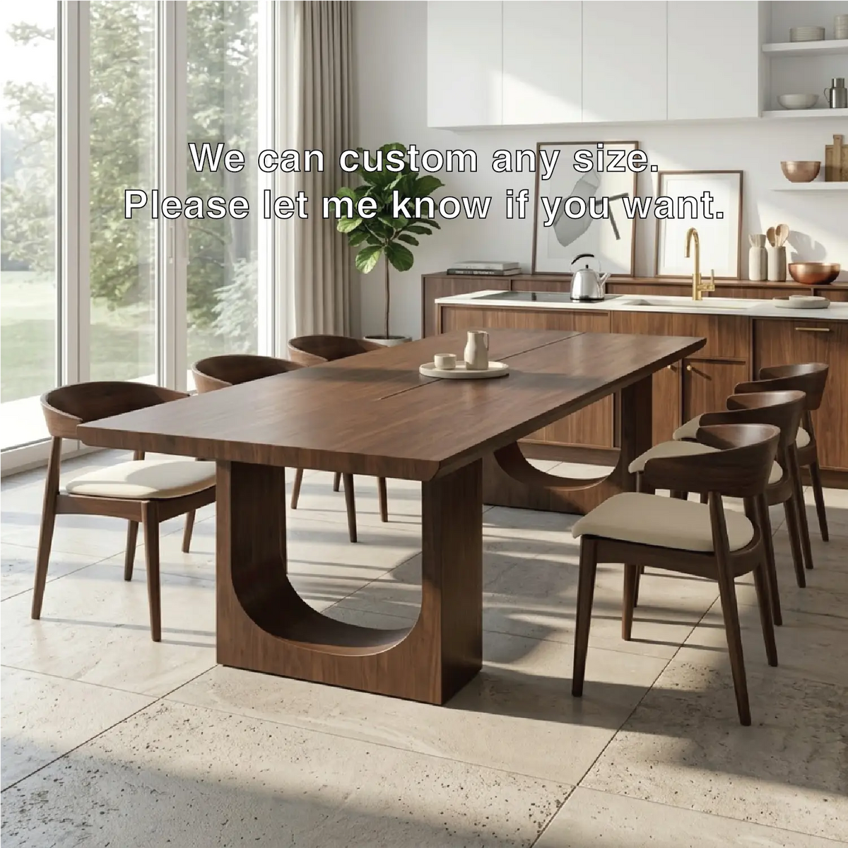 Modern Rectangular Dining Table Sculptural Base Large Kitchen Dining Room Furniture Kitchnce