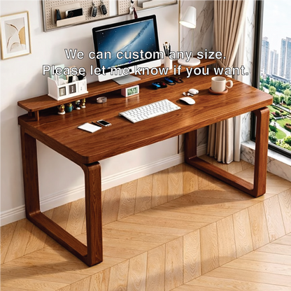 Modern Writing Desk with Monitor Stand, Minimalist Home Office Computer Table