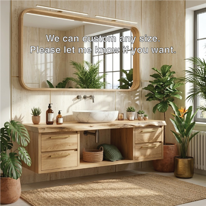 Floating Bathroom Vanity with Natural Wood Finish and Modern Design, Stylish Storage Solution Kitchnce