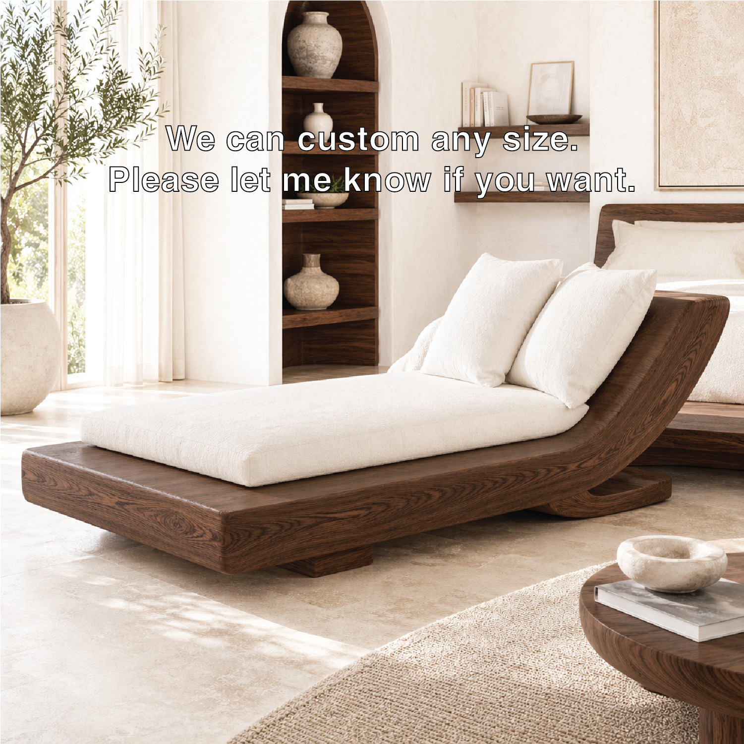 Modern Curved Chaise Lounge Daybed with Cushion for Bedroom Reading Nook Decor