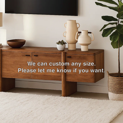 Handcrafted Solid Wood TV Stand with Drawer and Open Shelf Mid Century Modern Media Console Kitchnce
