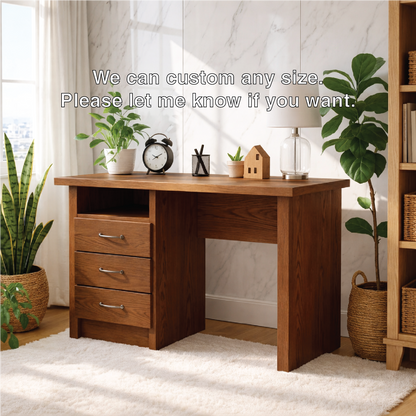 Walnut Compact Writing Desk with Drawers – Cozy Natural Workspace