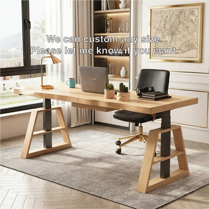 Modern Wooden Work Desk with Industrial Style Legs for Office or Home