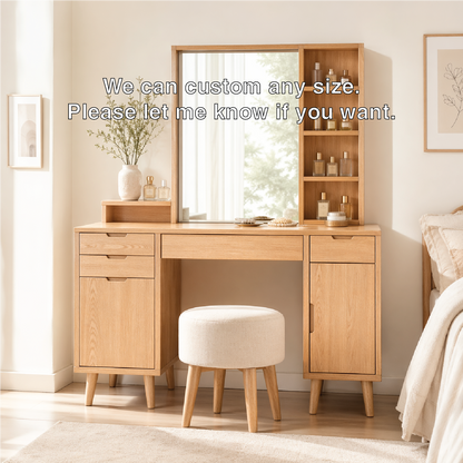 Modern Makeup Vanity Desk With Mirror Storage Shelves Drawers Bedroom Furniture Set
