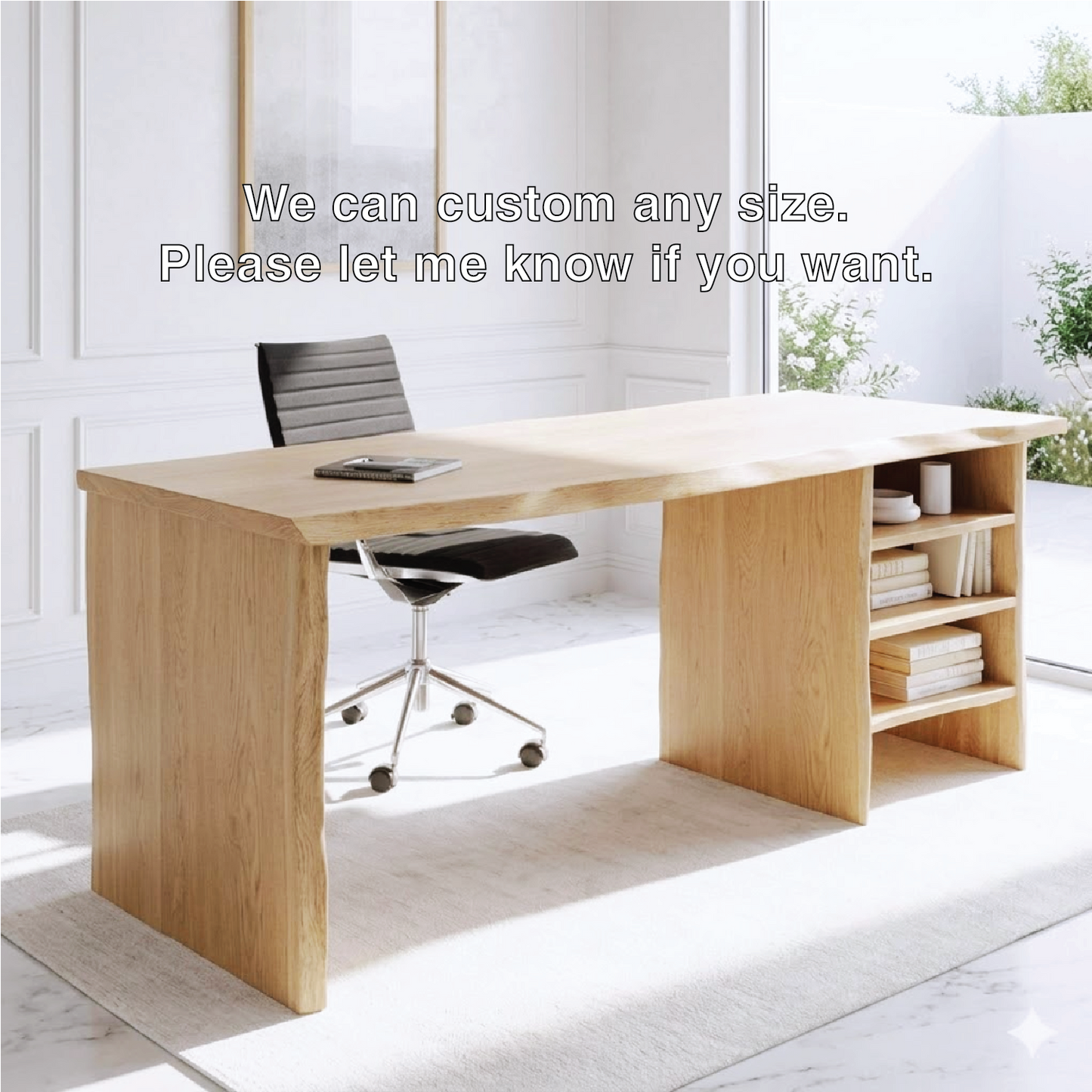 Modern Writing Desk with Open Shelf Storage Home Office Work Table Minimal Design