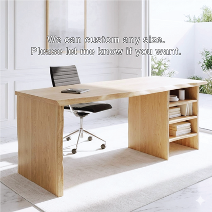 Modern Writing Desk with Open Shelf Storage Home Office Work Table Minimal Design