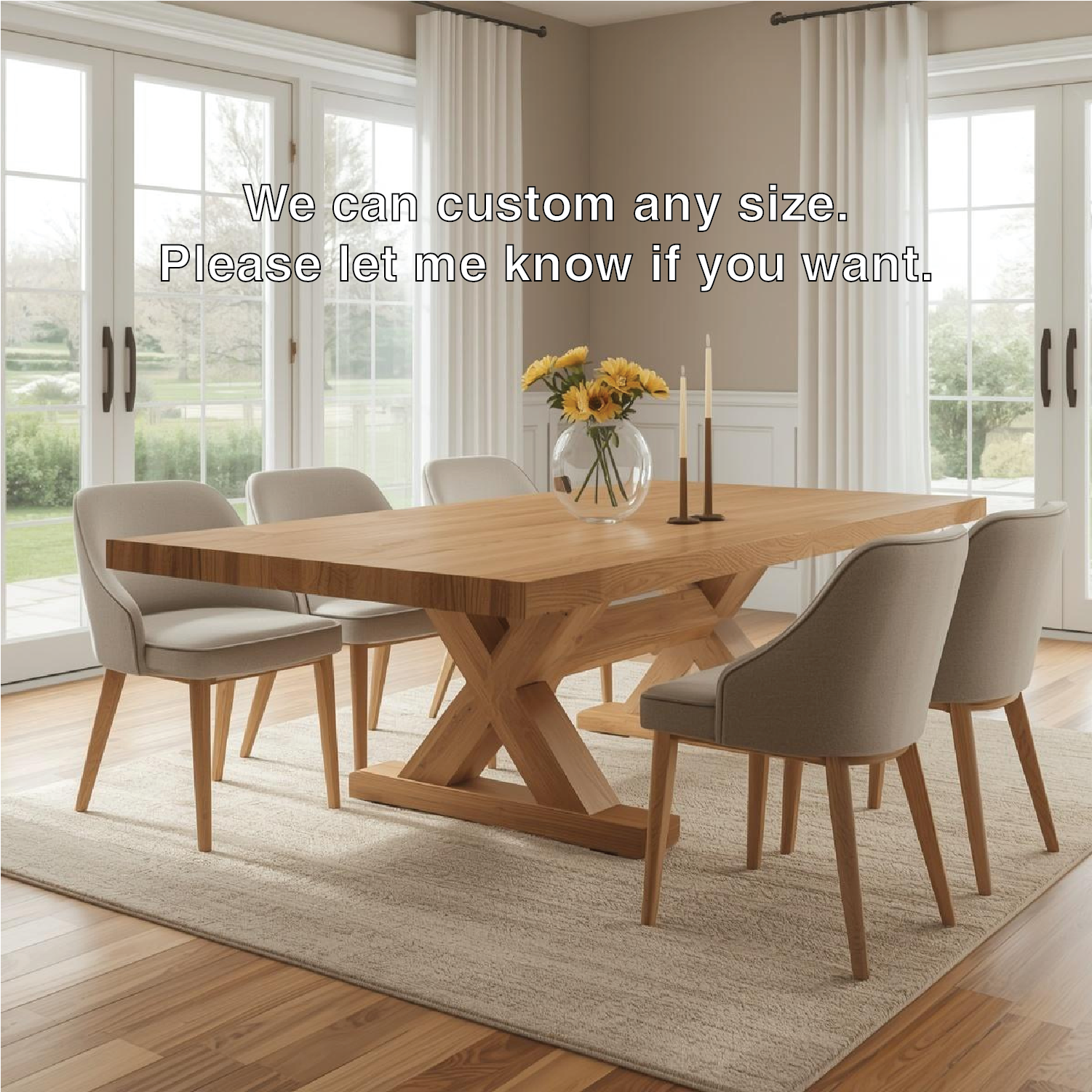 Modern Farmhouse Dining Table Rectangular X Base Kitchen Dining Room Furniture