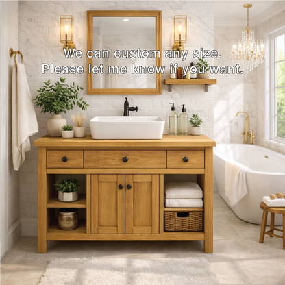 Solid Wood Bathroom Vanity Cabinet With Drawers, Storage Bathroom Vanity Base Kitchnce