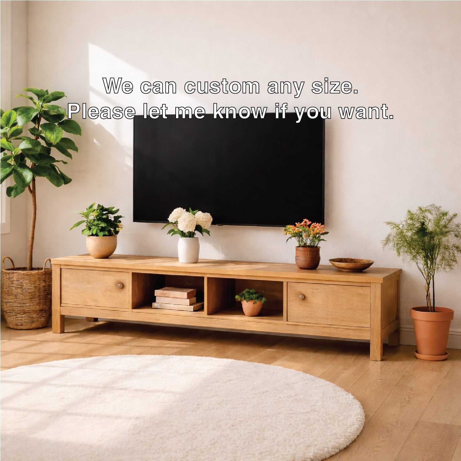 Modern Wood TV Stand With Drawers Long Media Console Storage Entertainment Center Kitchnce