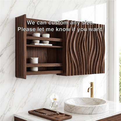 Floating Bathroom Cabinet, Modern Wavy Wall Mounted Vanity Storage Shelf Organizer