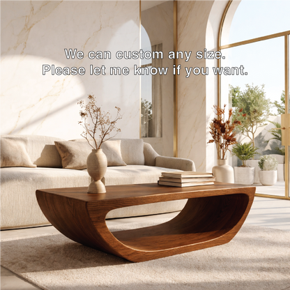 Modern Sculptural Coffee Table with Open Base, Minimalist Living Room Accent Table