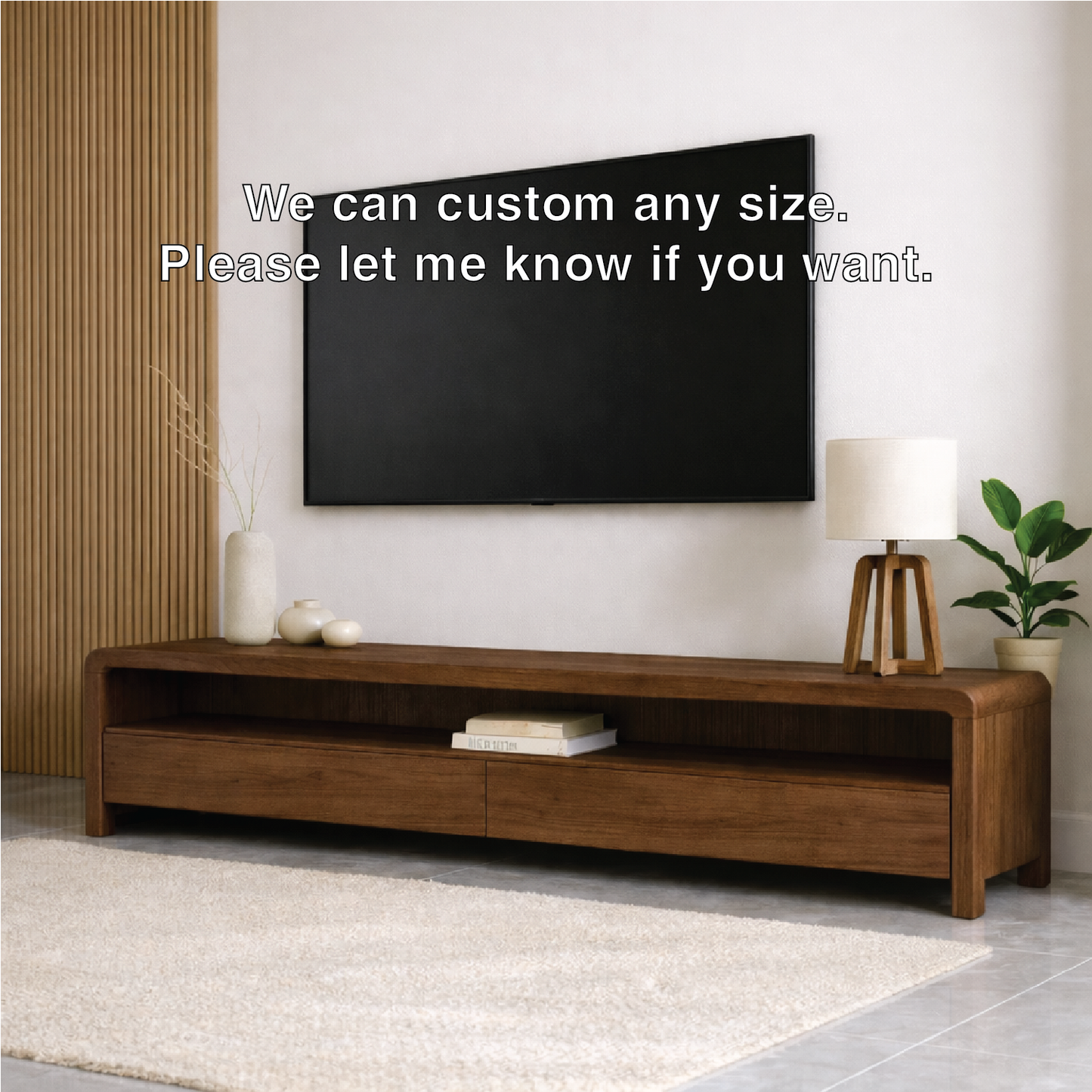 Mid Century Solid Wood TV Stand Long Low Profile Media Console Entertainment Unit Kitchnce