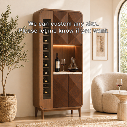 Modern Tall Wine Cabinet Bar Storage Display Shelves Freestanding Entertaining Furniture
