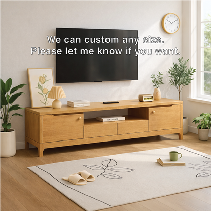 Modern Wood TV Stand Long Media Console With Storage Drawers Low Profile Entertainment Center Kitchnce