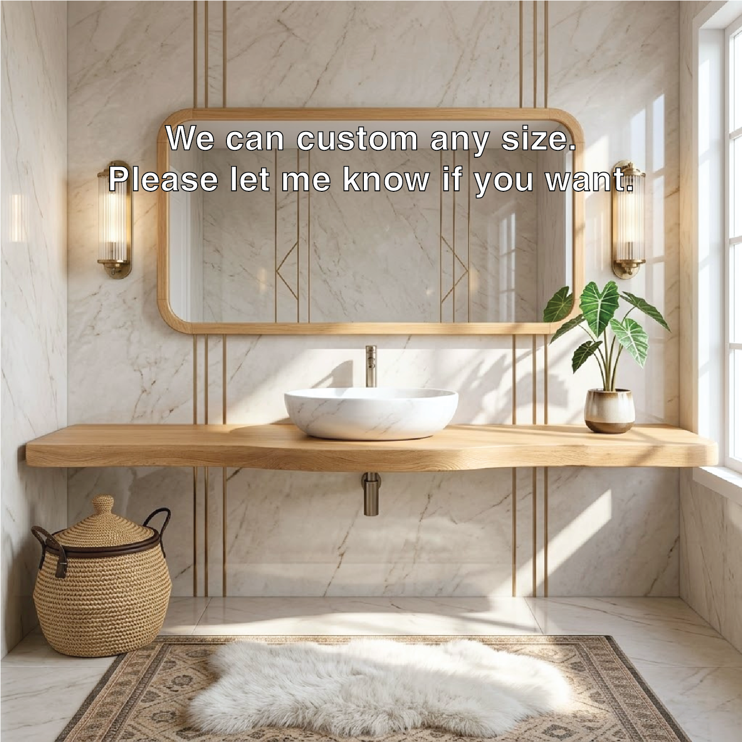 Floating Vanity with Wooden Base, White Stone Sink, and Elegant Design Kitchnce