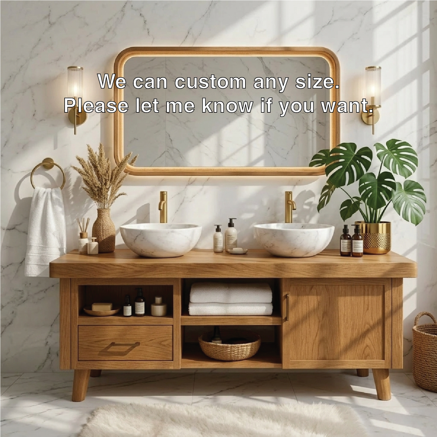 Elegant Modern Wooden Bathroom Vanity with Double Sink Design Kitchnce