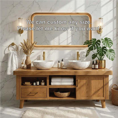 Elegant Modern Wooden Bathroom Vanity with Double Sink Design Kitchnce