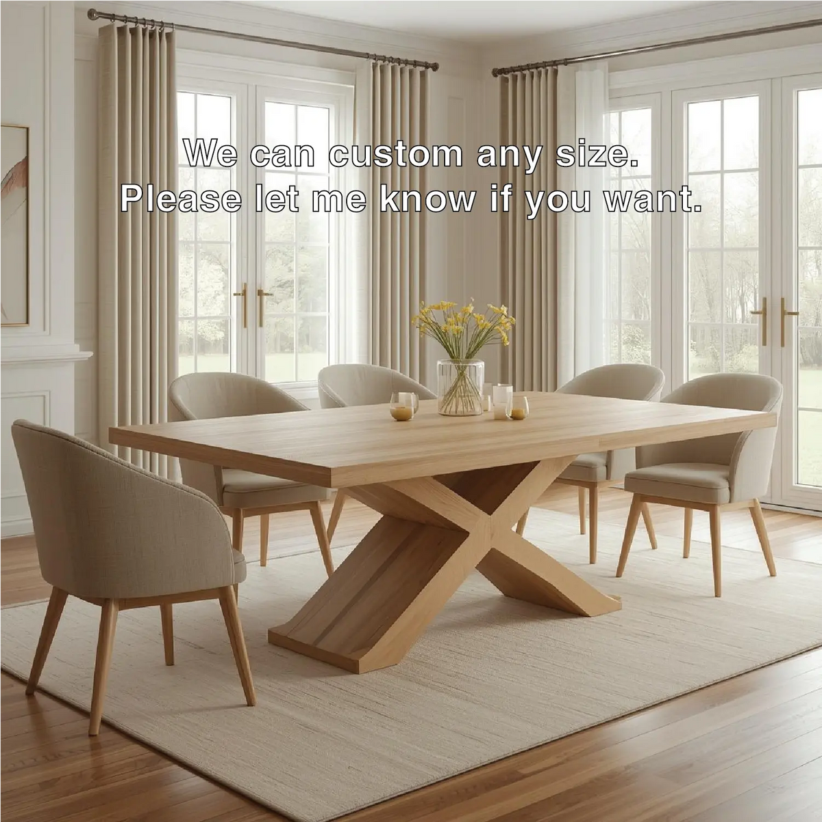 Modern Farmhouse Dining Table Rectangular X Base Kitchen Dining Room Table Kitchnce
