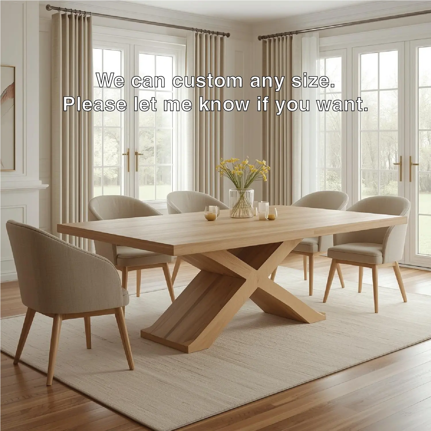 Modern Farmhouse Dining Table Rectangular X Base Kitchen Dining Room Table Kitchnce