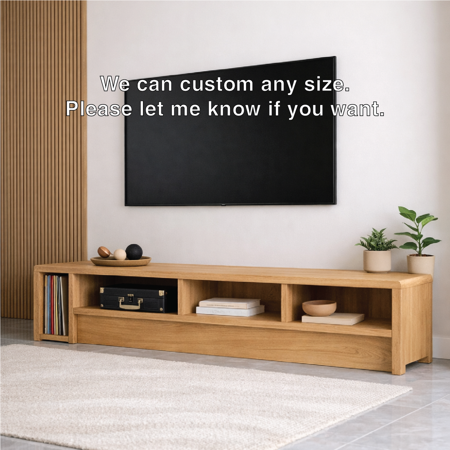 Mid Century Solid Wood TV Stand Long Low Profile Media Console Entertainment Unit Kitchnce