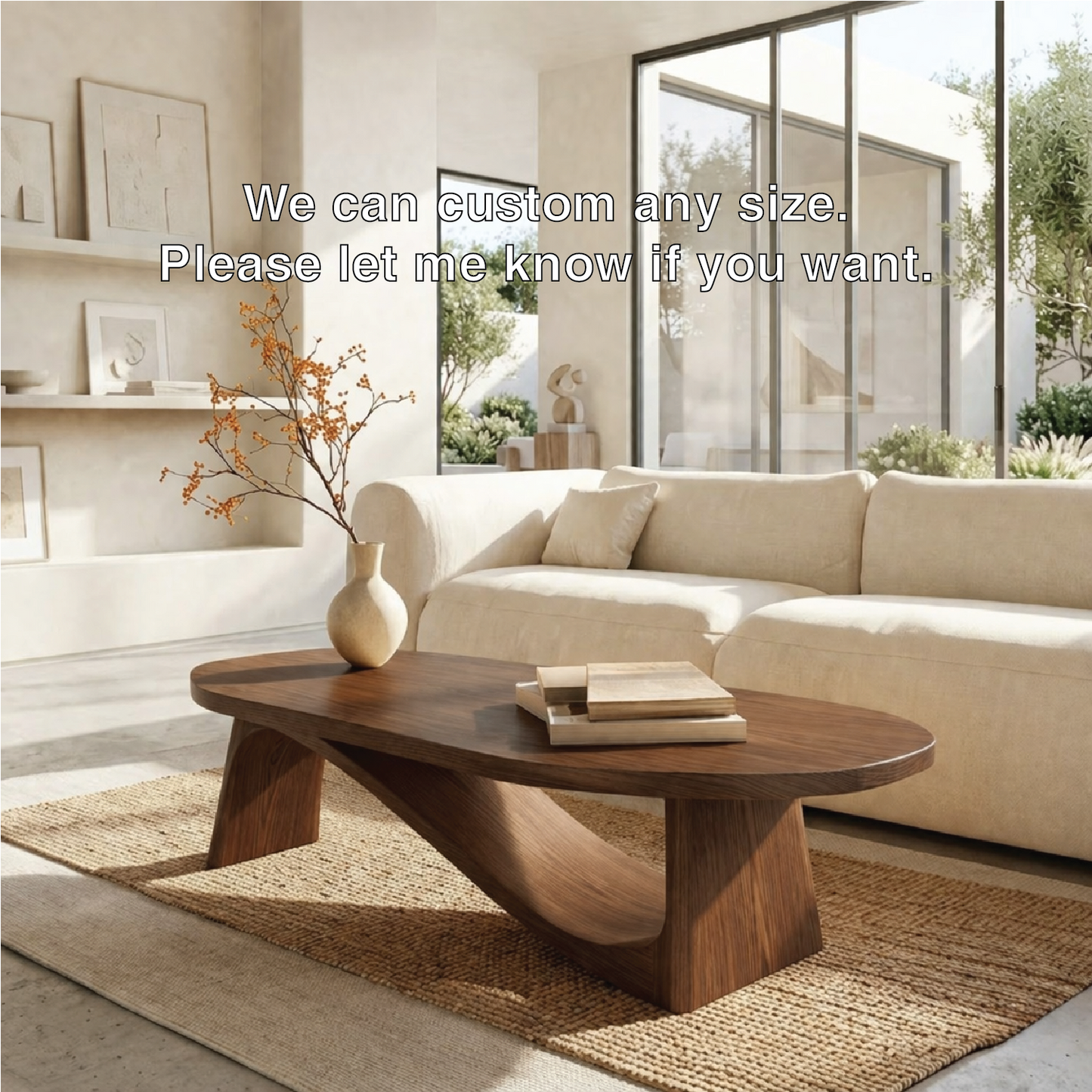 Modern Oval Coffee Table with Sculptural Base, Minimalist Living Room Centerpiece