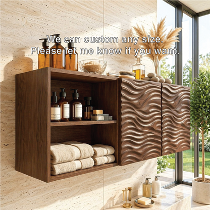Floating Bathroom Cabinet, Modern Wall Mounted Wavy Vanity Storage Shelf Organizer