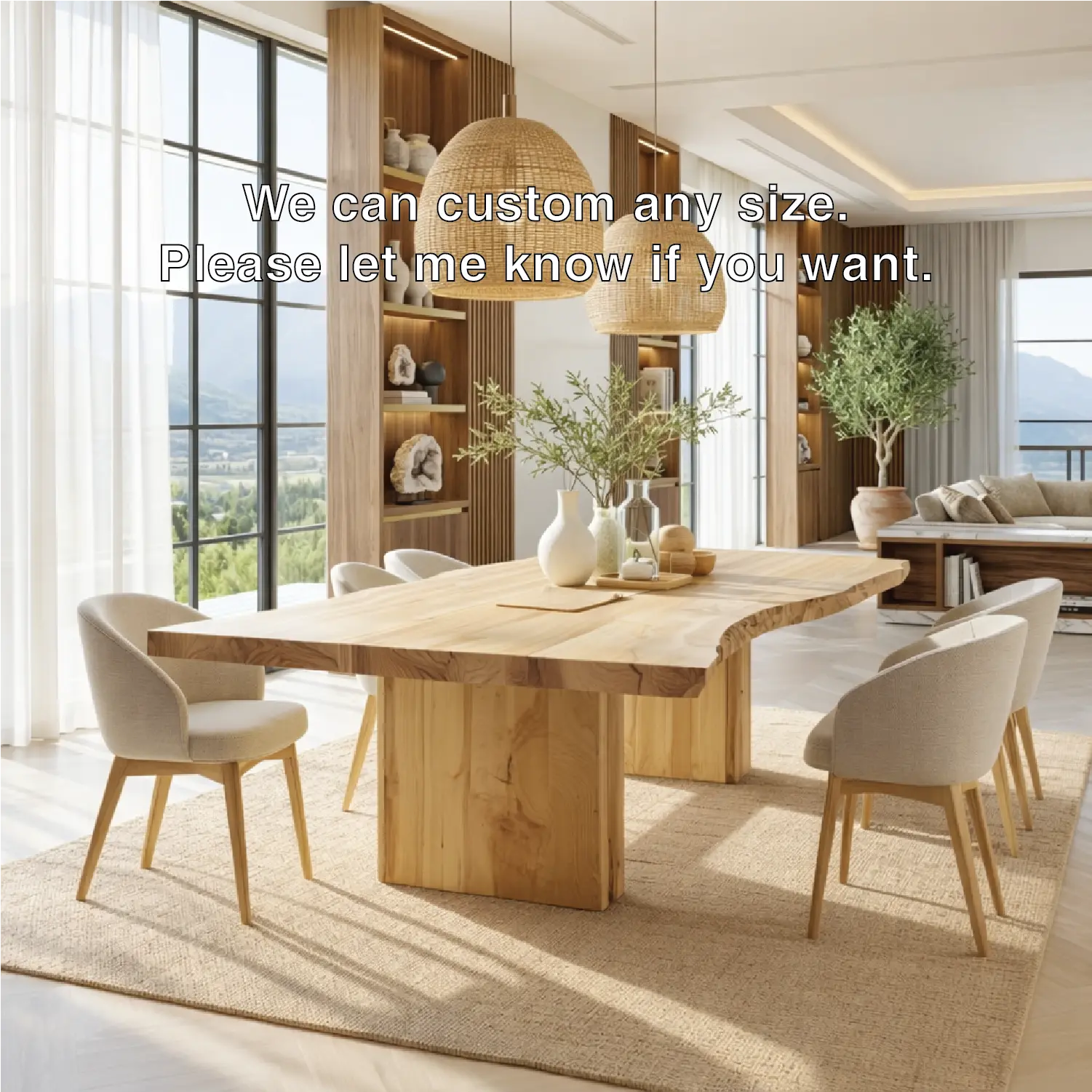 Modern Live Edge Dining Table Large Dining Room Table Minimalist Kitchen Table Furniture Kitchnce