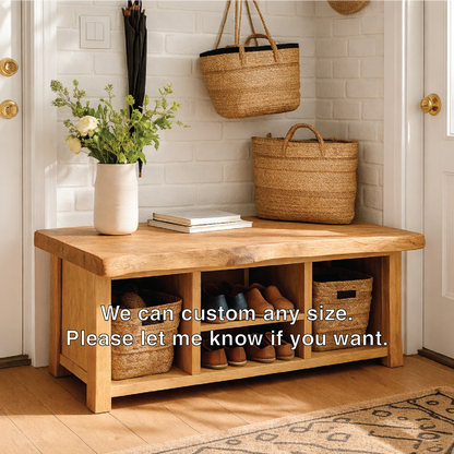 Solid Wood Entryway Bench with Storage Cubbies and Shoe Organizer Shelf