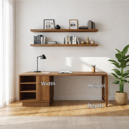 Handcrafted Solid Wood Work Desk with Storage Minimalist Scandinavian Home Office