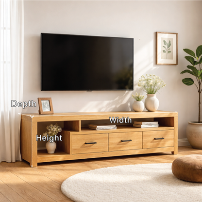 Modern Wood TV Stand With Drawers and Open Shelf Long Media Console Entertainment Center Kitchnce