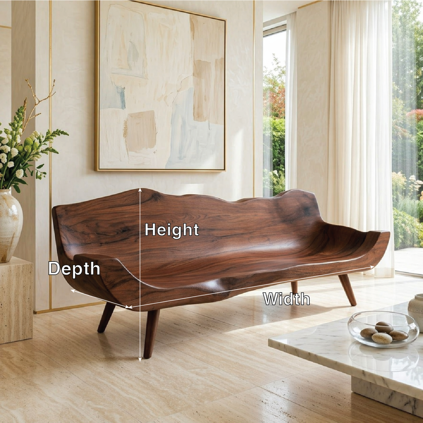 Modern Upholstered Curved Sofa, Sculptural Accent Seating for Elegant Home Interiors