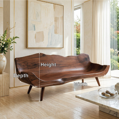 Modern Upholstered Curved Sofa, Sculptural Accent Seating for Elegant Home Interiors