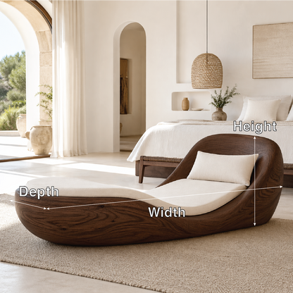 Luxury Curved Chaise Lounge Sculptural Daybed with Cushion for Bedroom Decor