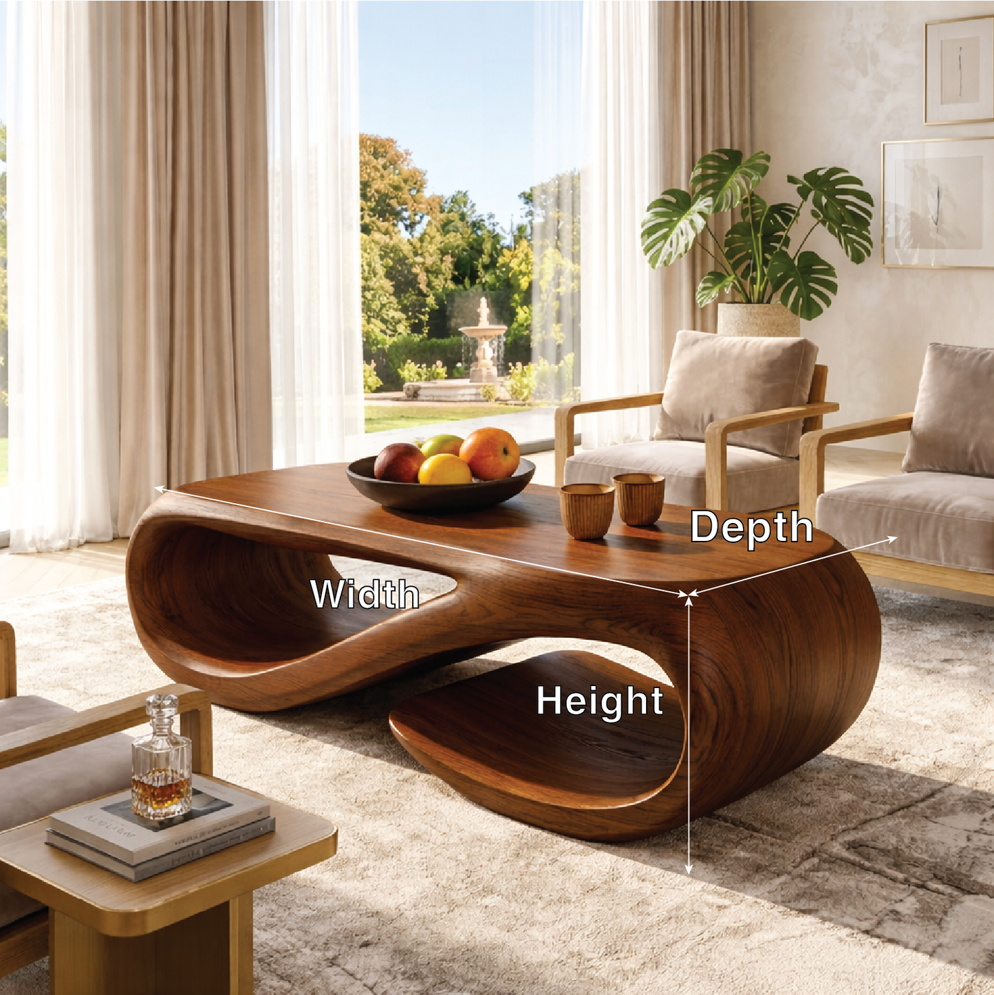 Sculptural Wooden Coffee Table with Modern Curved Design