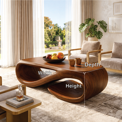 Sculptural Wooden Coffee Table with Modern Curved Design